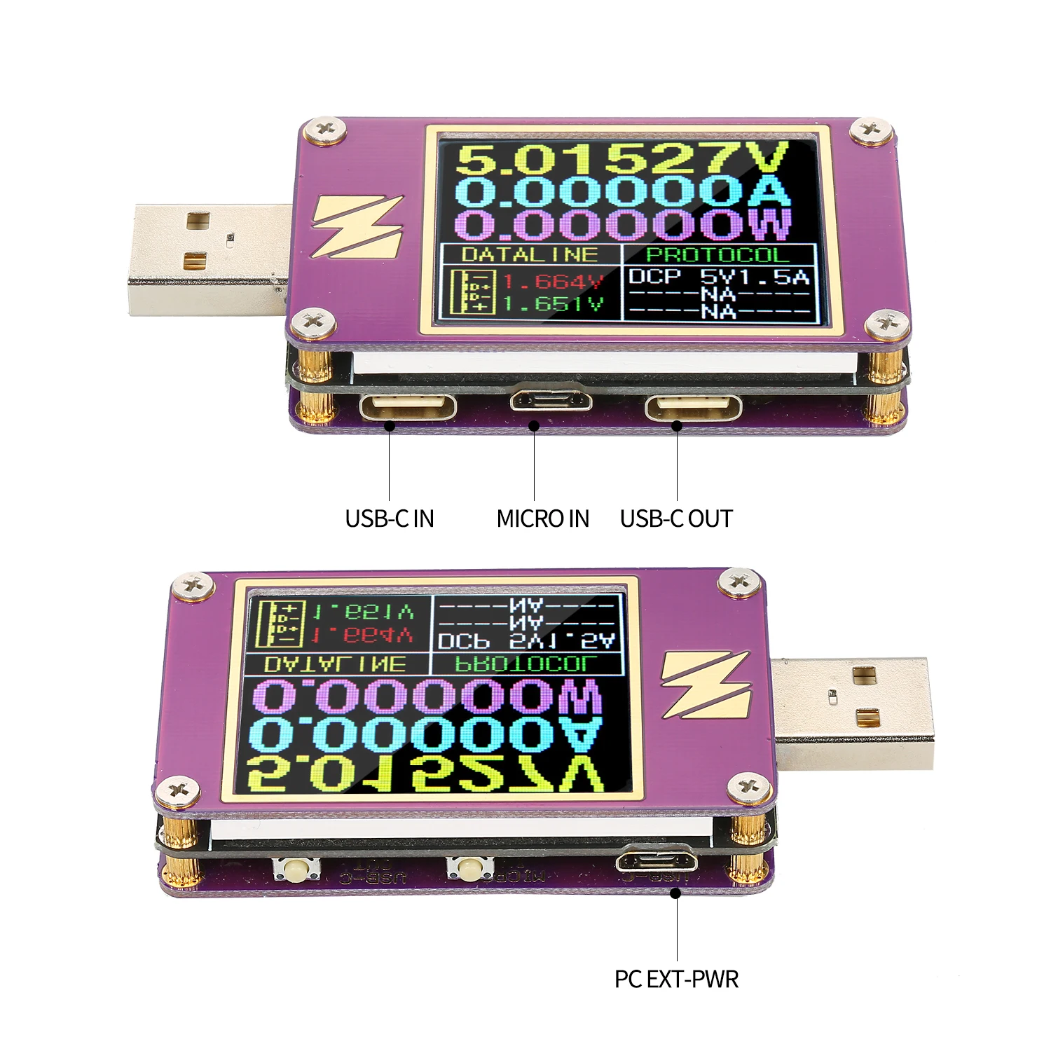 ZY1280P USB тестер цифровой дисплей цветной экран ток напряжение Емкость Быстрая