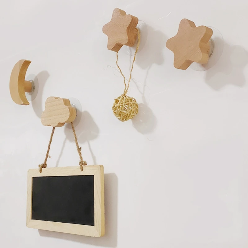 

Nordic Wood Hook Home Decoration Star Moon Storage Rack Storage Hanger Organizer