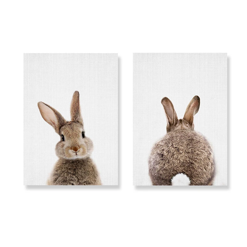 Кролик BunnyTail лесной животный детский Декор цветок холст картина девушки плакат печать стены Искусство картина Детская комната Домашний декор - Цвет: Set 1