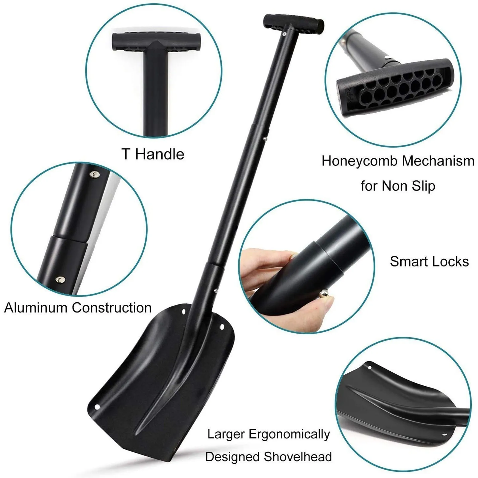 Регулируемая Складная лопата для снега 66-82 см портативная компактная