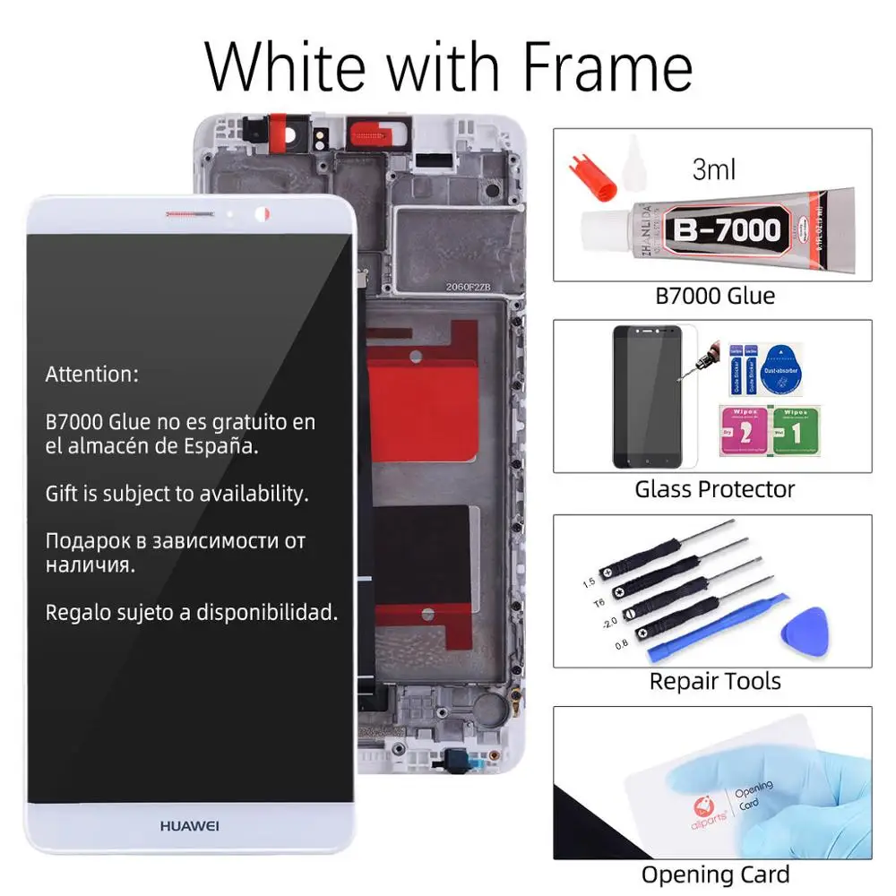 with Frame White 5,9 '' ЖК-дисплей для huawei mate 9, сенсорный ЖК-экран, дигитайзер с рамкой, дисплей для huawei mate 9, MHA-L29, замена - Цвет: with Frame White
