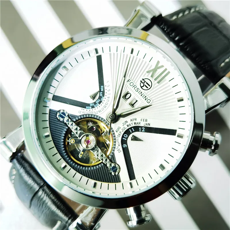 Forsining 2020 Tourbillion Classic Design Calendar Display Bezel Genuine Leather Automatic Watch Mens Watches Top Brand Luxury | Наручные