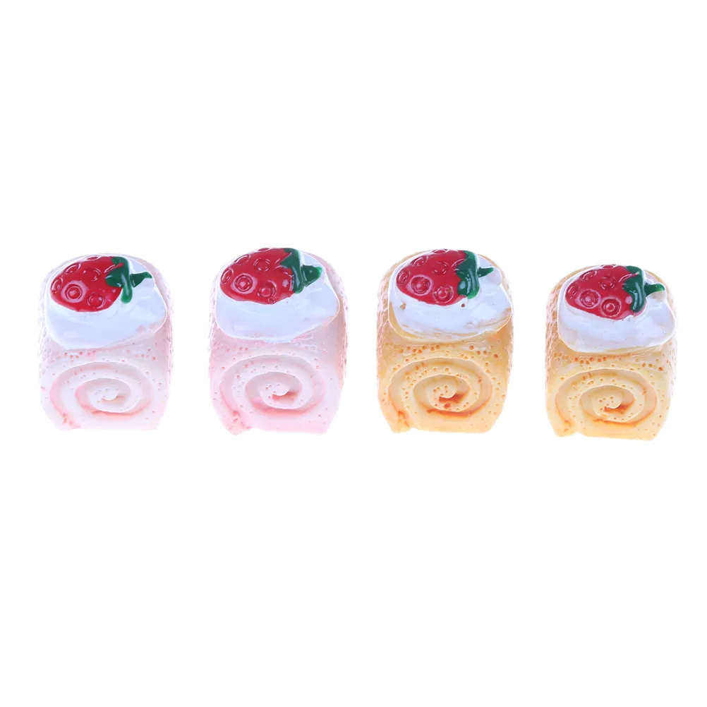 

5PCS Strawberry Cake Adorable Miniature Cakes Resin Cabochons For Phone Decoration Crafts Making DIY Kitchen Toy