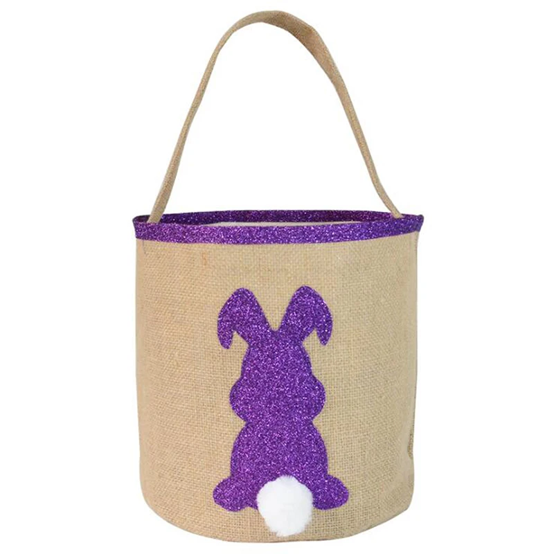

1Pc New Cute Easter Bunny Basket Monogram Canvas Buckets Egg Candy Baskets Happy Easter Party Decoration For Kids Tote Bag