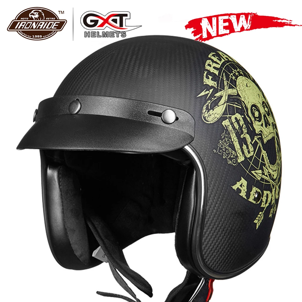 GXT Новый мотоциклетный шлем из углеродного волокна Ретро винтажный для