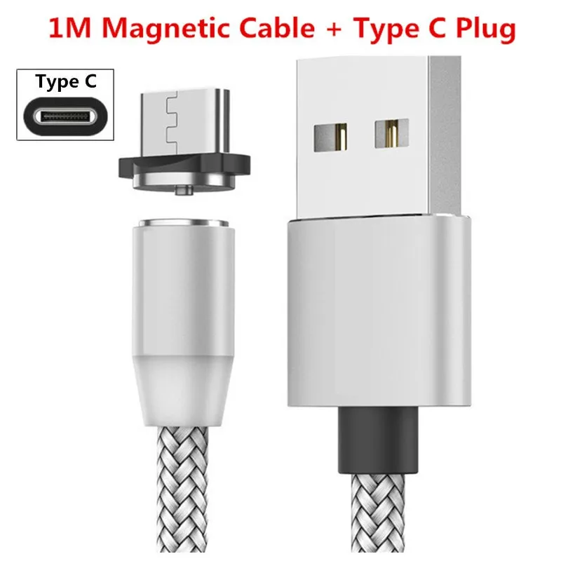 For Type C Silver Магнитный USB кабель type C Micro USB кабель для быстрой зарядки для huawei Y3 Y6 Y5 II A7 J2 PRO Grand prime pro G530 - Цвет: For Type C Silver