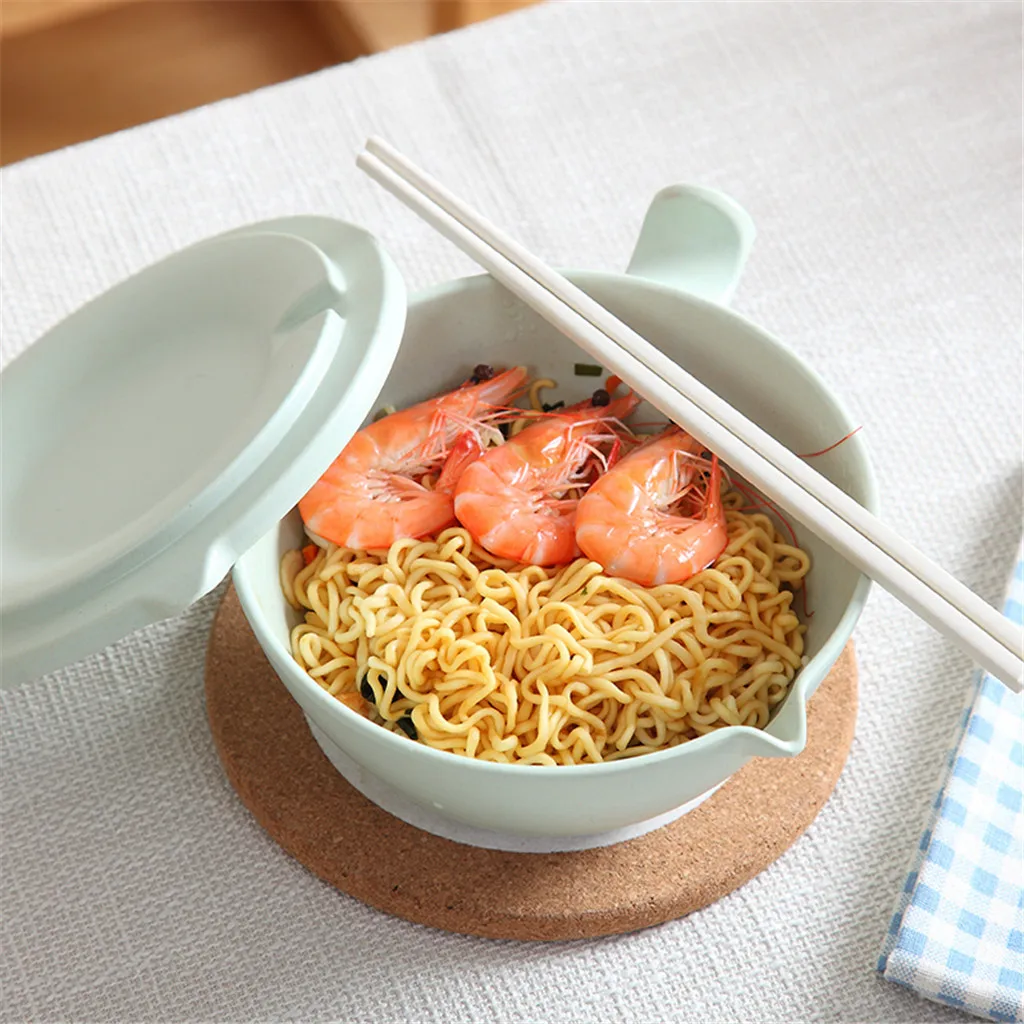 

2019 Hot Sale Bamboo Fiber Instant Noodle Fruit Rice Bowl Bowl With Lid And Chopsticks Instant Noodle Bowl Chopsticks tool home
