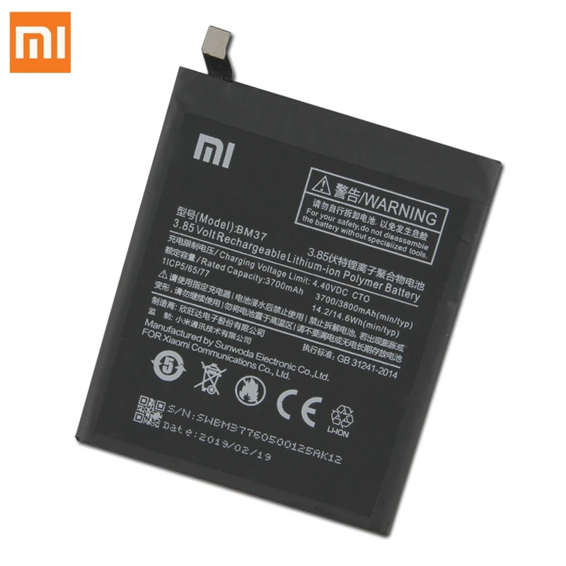Крепление для спортивной камеры Xiao mi оригинальная замена Батарея BM37 для Xiaomi mi 5S плюс 5splus новая аутентичная Обувь телефон Батарея 3800 ма-ч