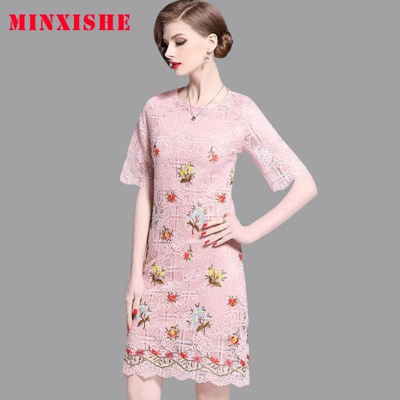 Женское платье новинка 2019 с принтом кружевное элегантное вышивкой вечерние