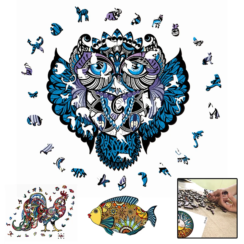 

New Wooden Puzzle for Adults Children Wood DIY Crafts Animal Shaped Christmas Gift Jigsaw Hell Difficulty