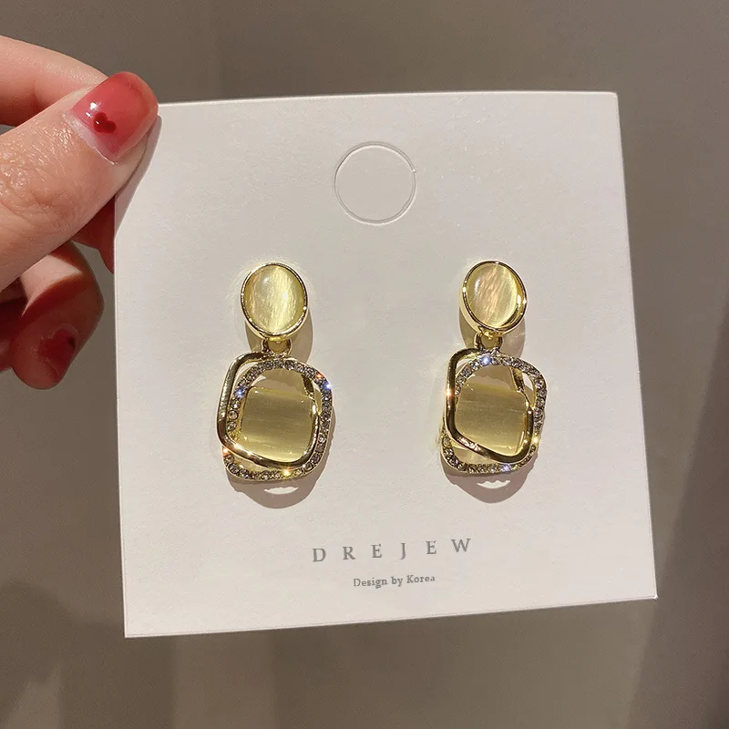 

Fashion Simple Trend Diamond Opal Female Earrings Earrings Romantic and Fresh Design Earrings Gifts Wholesale