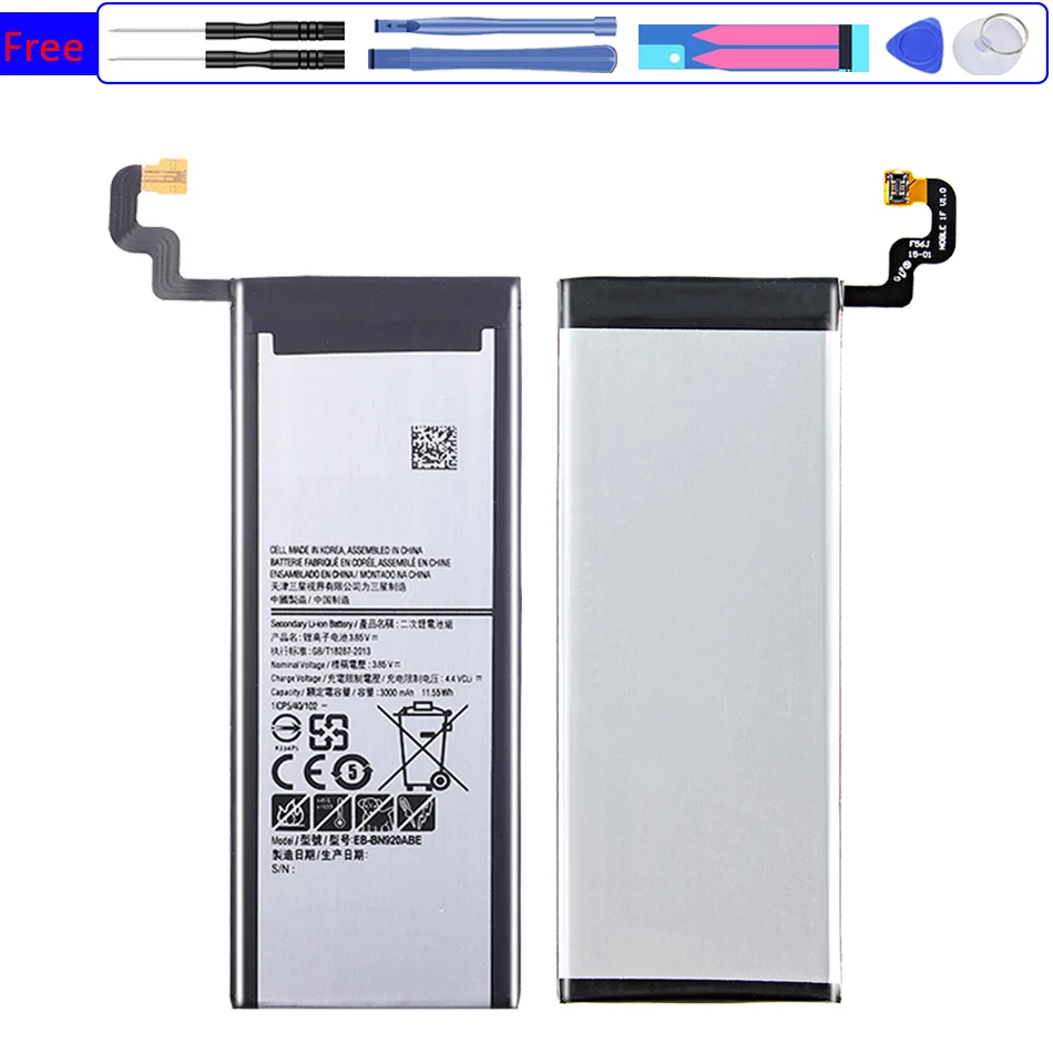 

Battery For Samsung Note5 EB-BN920ABE 3000mAh For Samsung GALAXY Note 5 N9200 N920t N920c Note5 SM-N9208 Bateria
