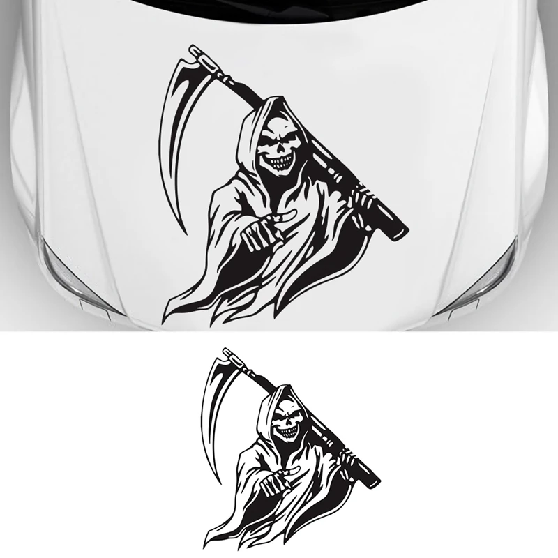 Автомобильные наклейки черный череп капюшон наклейка боковой большая