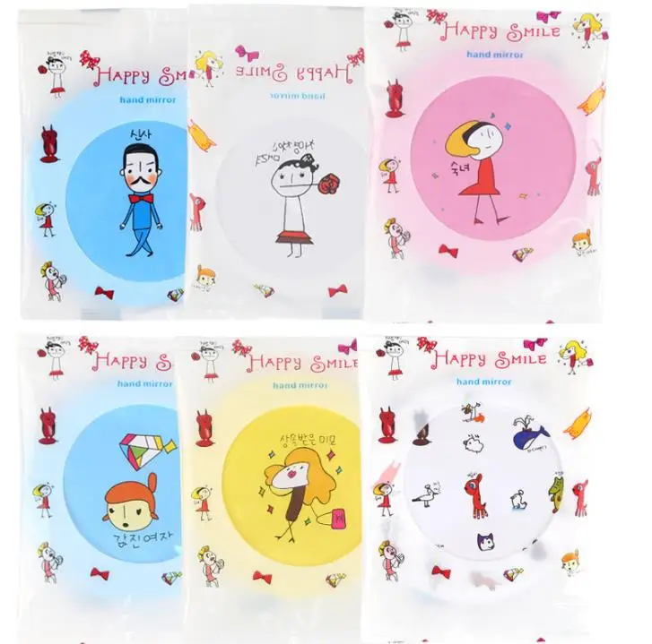Round Mini Makeup Mirrors Cute Cartoon Pattern Portable Compact Cosmetic Small Mirror Beauty Tools Women Holiday promotion SN | Дом и сад