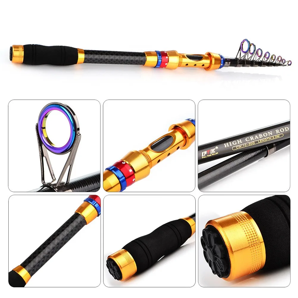 

Professional Telescopic Fishing Rod Stick Carbon Fiber Ultralight Spinning Pole 2.1~3.0m Fishing Tools Fishing Rods & Poles