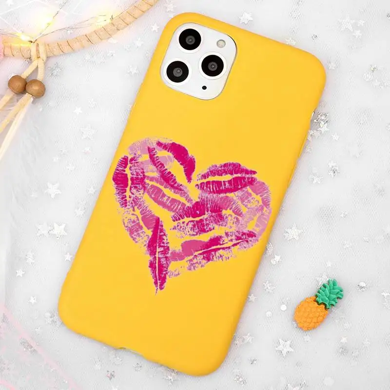 

Sexy Girl Kylie Jenner Lips Kiss Phone Case Candy Color Yellow for iPhone 11 12 pro XS MAX 8 7 6 6S Plus X 5S SE 2020 XR
