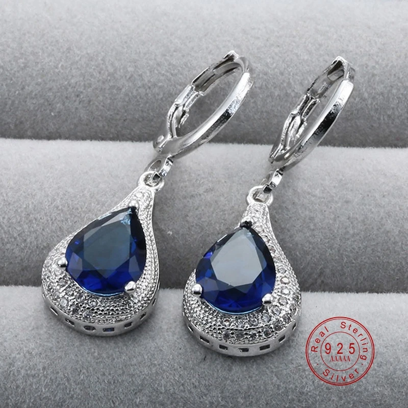 Женские серьги гвоздики с голубым цирконием модный прозрачный кристалл