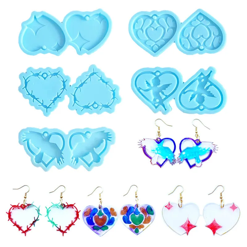 

Earring Pendant Silicone Mold Heart Cupid DIY UV Epoxy Resin Mould Necklace Keychain Jewelry Making Tools Couple Handmade Crafts