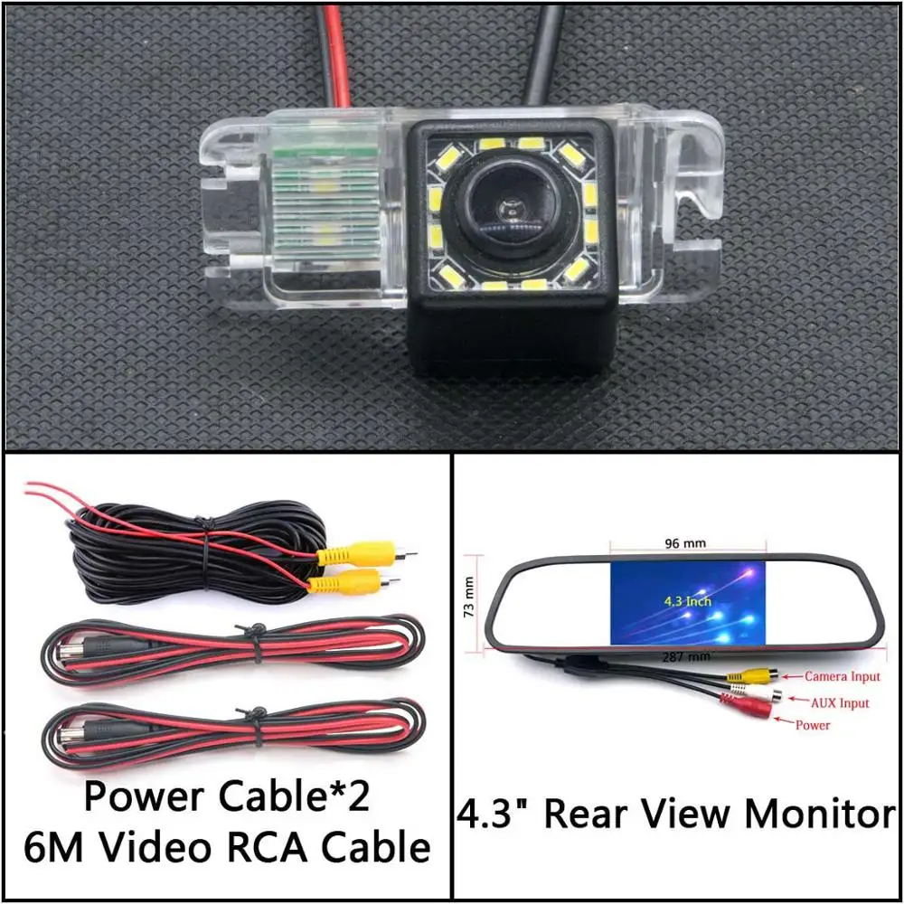 Cam N 4.3 Mirror 12 Светодиодный фонарь Автомобильная камера заднего вида для Ford Focus 2 Mondeo C-Max S-Max Galaxy Fiesta Kuga EcoSport водонепроницаемый парковочный резервный - Название цвета: Cam N 4.3 Mirror