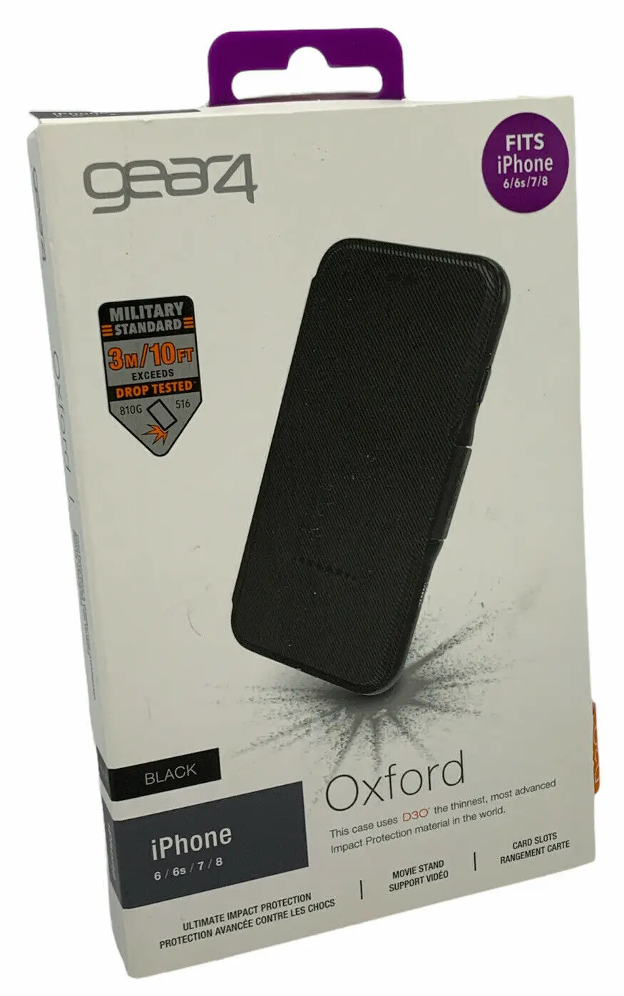 

Откидной Чехол-бумажник Gear4 Oxford Folio, черный чехол D30 для iPhone 6/6s/7/8/SE 2020