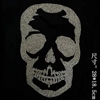 2pclot big skull design stone hot fix rhinestone transfers iron on crystal transfers design patches for shirt