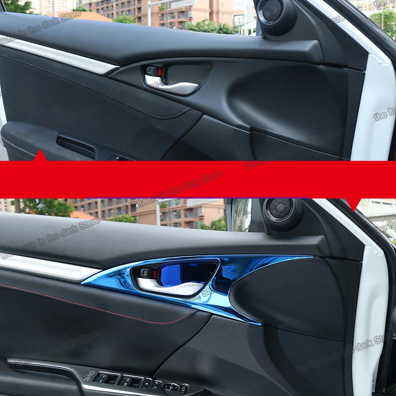 for Honda Civic 10th Car Door inner Handle Frame Panel Trims Decorative Interior type r 2016 2017 2018 2019 2020 2021 10 | Автомобили и