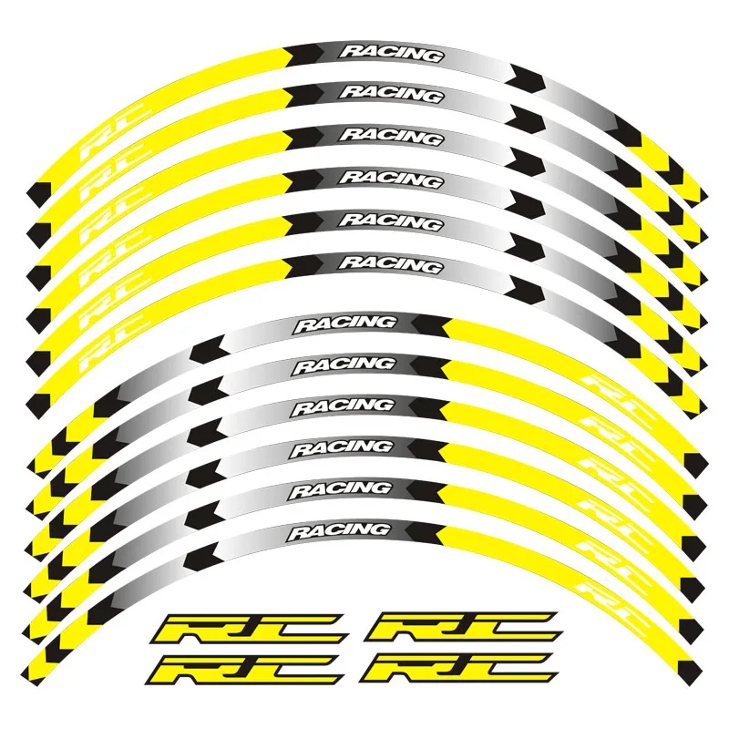 Новинка высокое качество 12 шт. подходит для колеса мотоцикла наклейка в полоску
