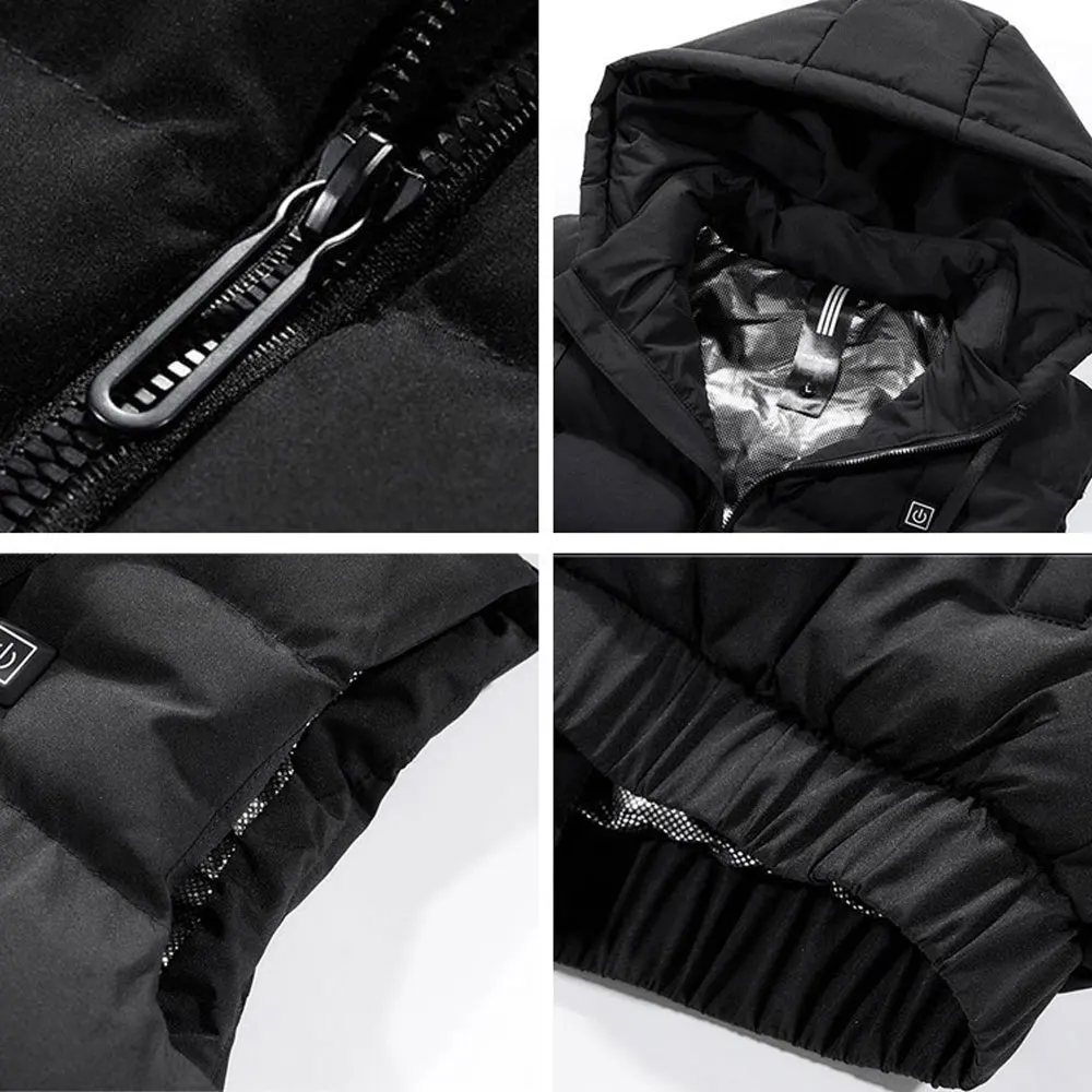 9 Areas Heated Jackets Intelligent Temperature Control Fever Keep Warm Cotton Waistcoat With Hood Outdoor Winter Clothing | Спорт и