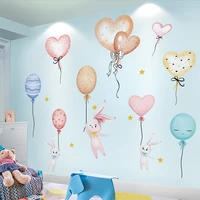shijuekongjian cartoon balloons wall stickers diy rabbits animals mural decals for kids rooms baby bedroom house decoration