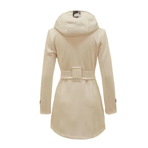 Beige Модные женские тонкие тренчи Женская шляпа воротник Peacoat зимнее шерстяное пальто куртки верхняя одежда двубортные элегантные пальто Y1086 - Цвет: Beige