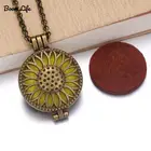 Винтажное медное ожерелье с подвеской в виде подсолнуха, ароматического диффузора, диффузора эфирного масла, ожерелье с подвеской для ароматерапии, Женские Ювелирные изделия