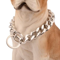 18mm heavy stainless steel dog collar silver color high polished chain huge dog hot sale pet supplies wholesale and retail