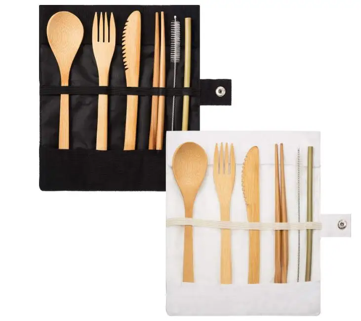 

6pcs/set Portable Eco Friendly Flatware Set Travel Utensils Dinnerware Sets Reusable Straws Chopsticks Knife Fork Spoon SN2266