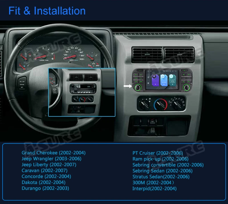 A-Sure 16 Гб rom 5 дюймов Android 9,0 радио gps Автомобильный плеер стерео навигация для Jeep Grand Cherokee Jeep Wrangler 2003-2006