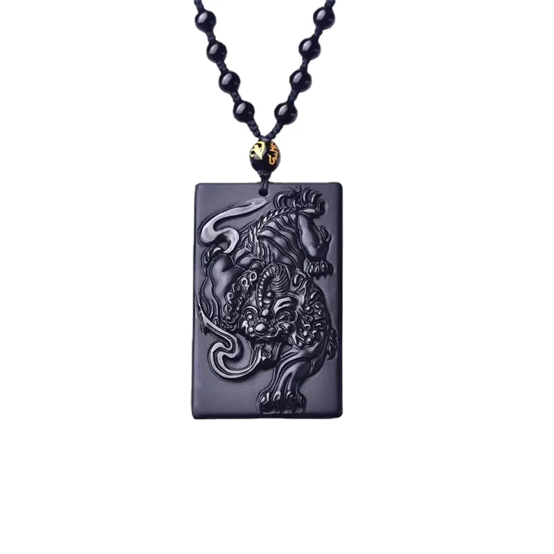 

Обсидиан ожерелье Pixiu кулон камень резные натуральные ювелирные изделия ожерелья мужские дизайнерские роскошные мужские настоящие винтаж...