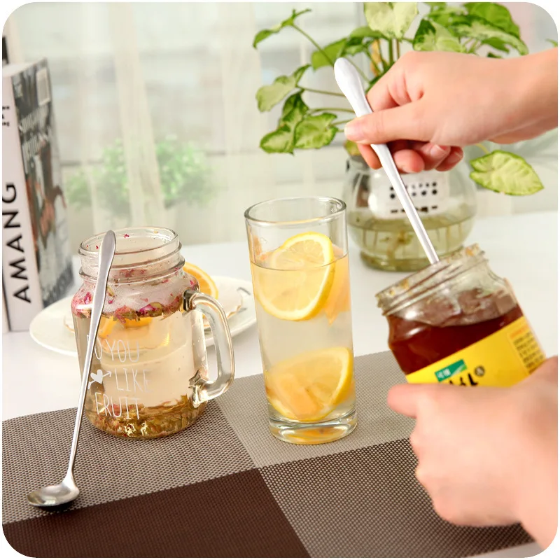 Coffee Stirring Long Handle Spoon Stainless Steel Mixing Small Round Tea Dessert Honey Dinnerware Tableware Supply | Дом и сад