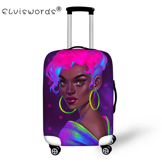 ELVISWORDS Black Girl Magic Afro Lady дорожный защитный чехол на чемодан для 18-30 дюймов аксессуары для путешествий Чехол - Цвет: YQ3700