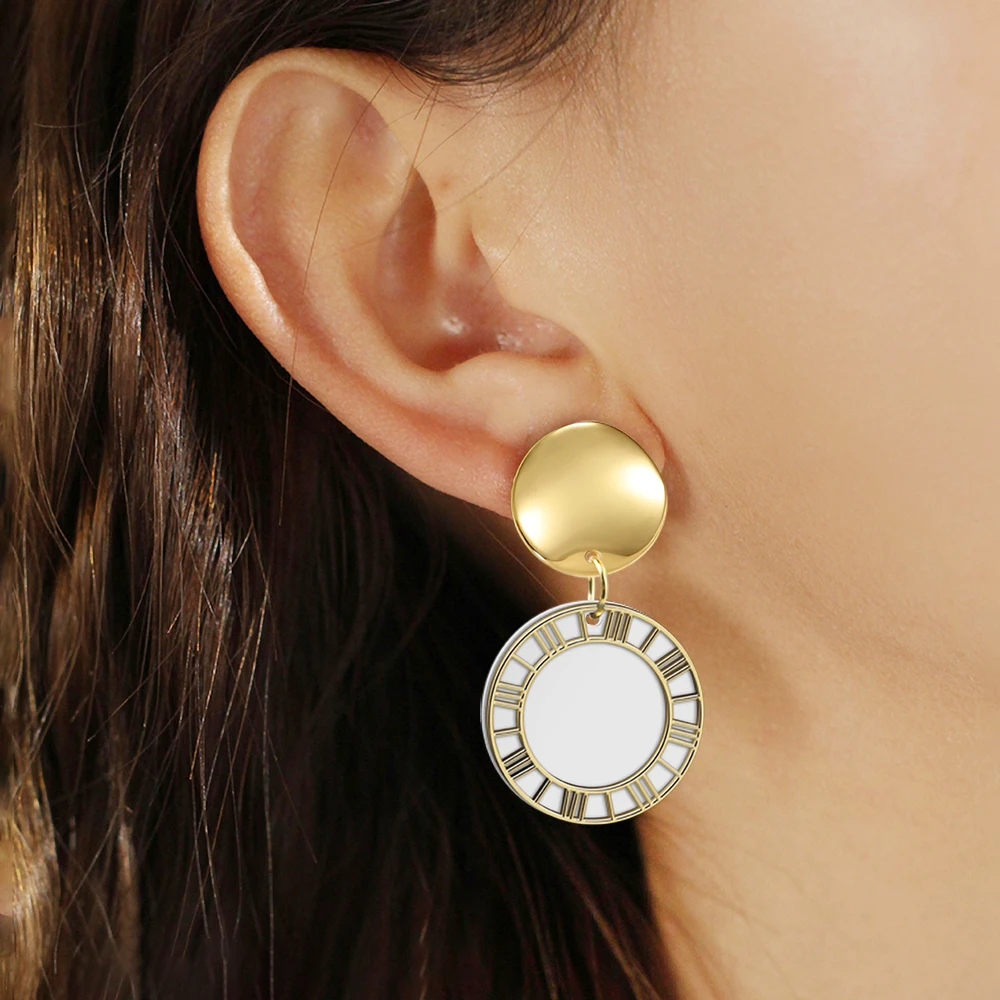 Новые женские серьги-подвески геометрические золотистые металлические круглые
