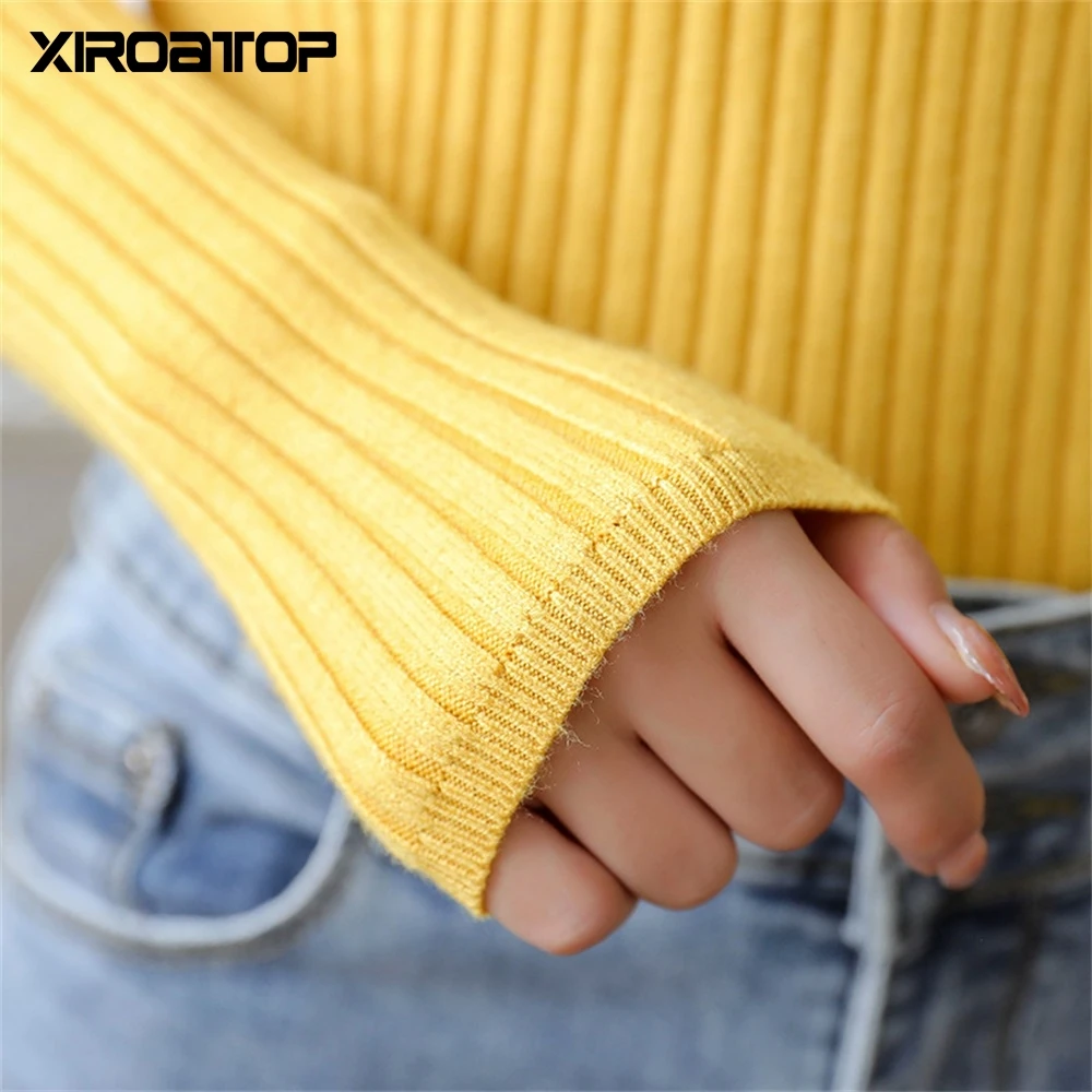 

Hot Sale Knitted Sweater Women Autumn Winter Korean half Turtleneck Thick Long Sleeve Ribbed Pullover Female Jumper Knitwear