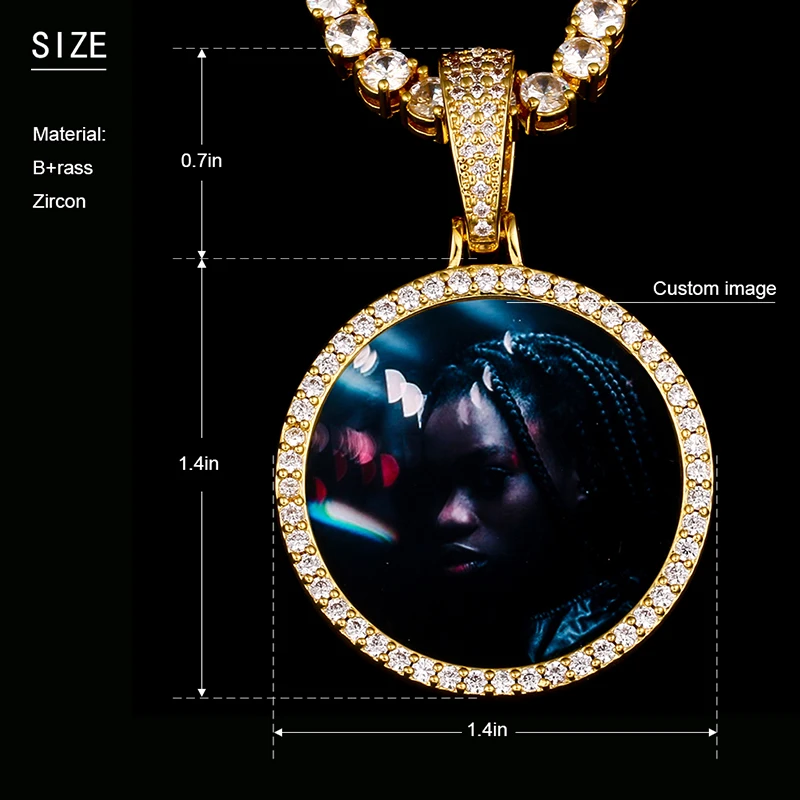 Цепочка мужская с кулоном в стиле хип хоп украшение декором под фото на заказ