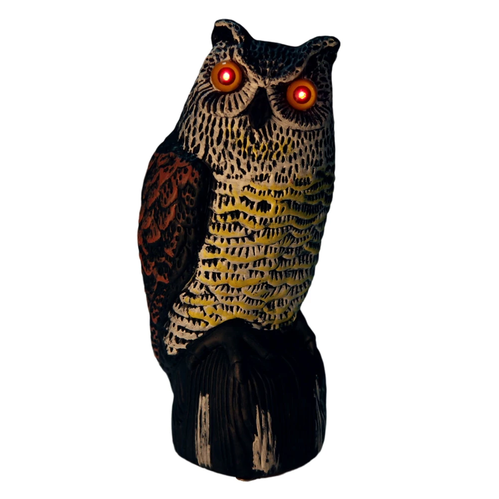Simulation Solar Power OWL To Scare Birds Scarecrow Fake Horned Owl Decoy Panel Blink Vocal Pest Repellent Ornament Garden Tools | Дом и сад