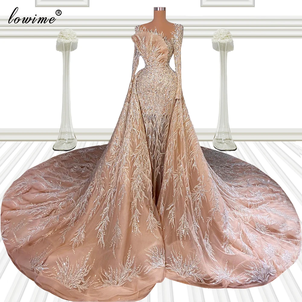 

Женское вечернее платье-русалка, длинное роскошное платье цвета шампанского с камнями, официальное платье знаменитости из двух частей, 2021