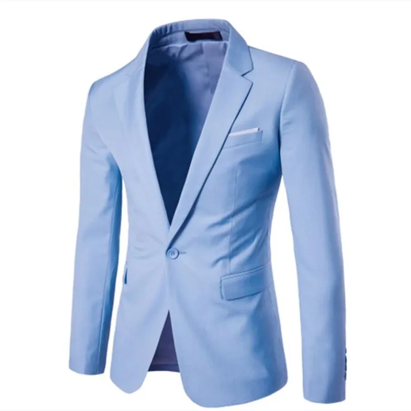 

Мужской костюм размера плюс Мужская однотонная Цвет, с длинным рукавом, с отворотом, спортивного покроя, тонкая кнопка деловой костюм рабоч...