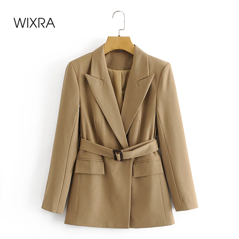 Женский блейзер с поясом Wixra весенне осеннее пальто на одной пуговице отложным