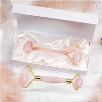facial massager rose quartz jade roller slimming massager natural stone crystal slimming beauty instrument with gift box