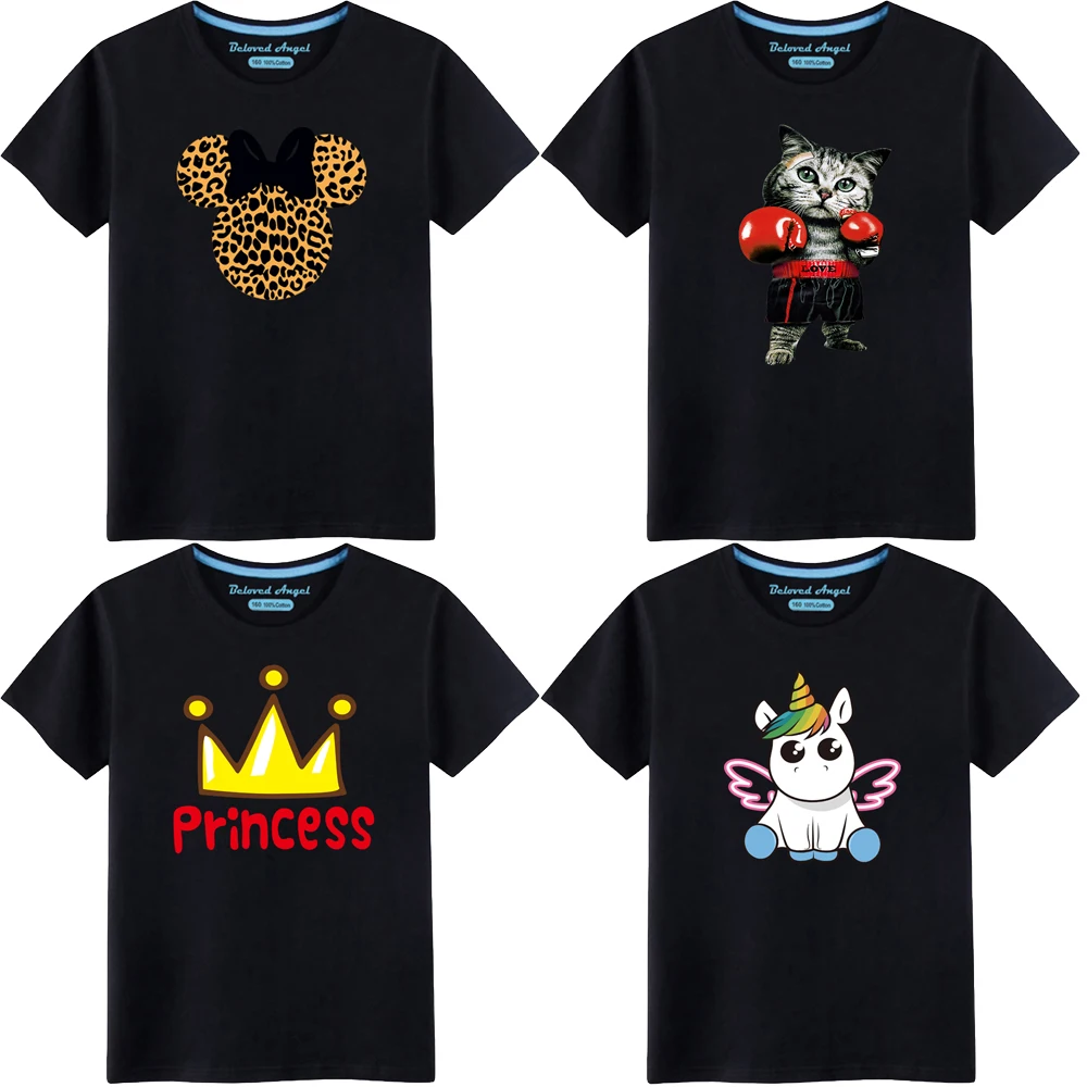 

Футболка для девочек и мальчиков, хлопковые топы, футболки для подростков, мультяшный рисунок единорога, детская одежда, костюм, детская одежда