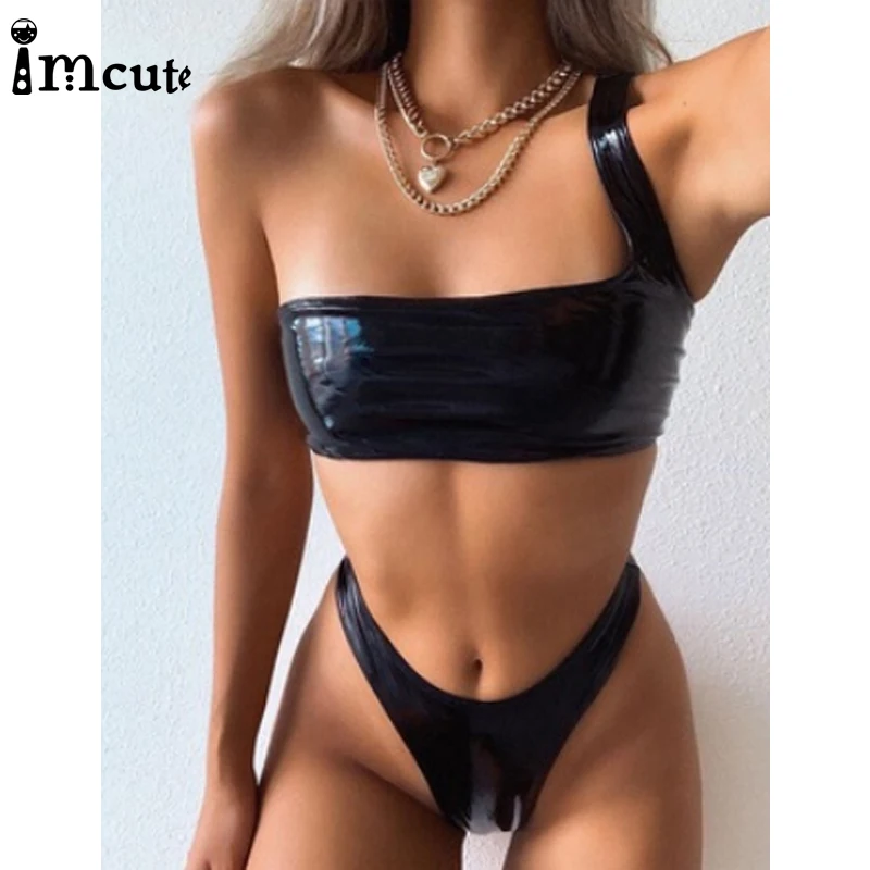 2020 сексуальный женский комплект бикини из искусственной лакированной кожи