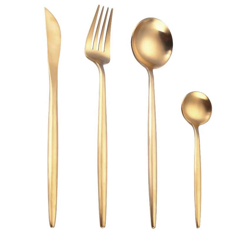 6 sets(24 Pieces) KuBac 24 шт./компл. золотые столовые приборы Leon Топ Нержавеющая сталь стейк Ножи вилка вечерние 30PCS столовые приборы посуда набор обеденный прибор - Цвет: 6 sets(24 Pieces)