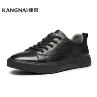 kangnai sneakers men shoes genuine genuine leather lace up flats comfortable skateboarding male casual shoes