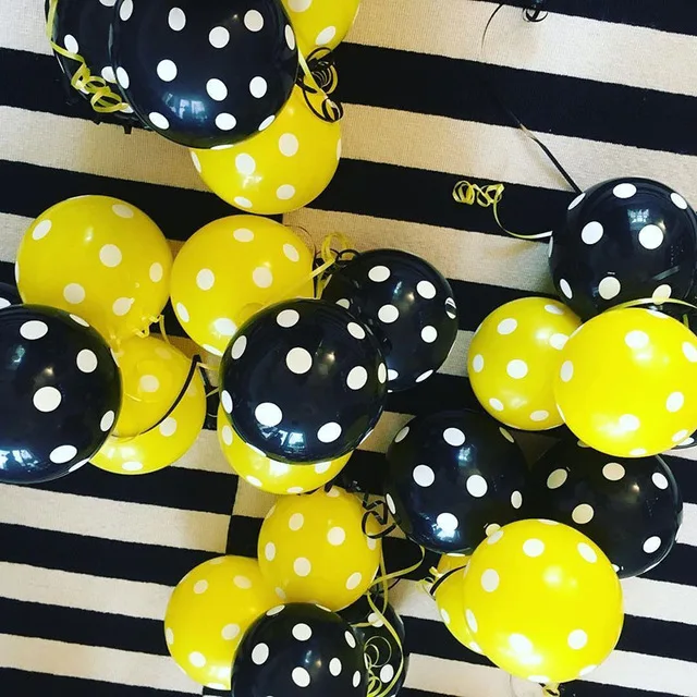 20pcs dot Yell Black KAMMIZAD воздушные шары из фольги в виде пчелы белый/желтый латексные шары набор пчелы домашнее животное День рождения украшение свадьбы/Хэллоуин/Рождество - Цвет: 20pcs dot Yell Black